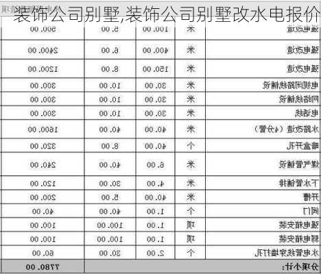 装饰公司别墅,装饰公司别墅改水电报价