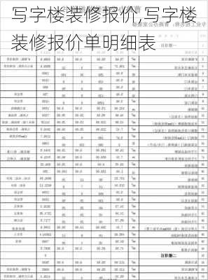 写字楼装修报价,写字楼装修报价单明细表