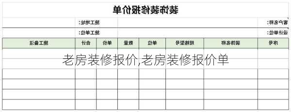 老房装修报价,老房装修报价单