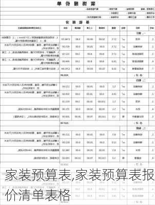 家装预算表,家装预算表报价清单表格