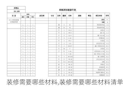 装修需要哪些材料,装修需要哪些材料清单