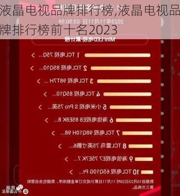 液晶电视品牌排行榜,液晶电视品牌排行榜前十名2023