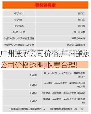 广州搬家公司价格,广州搬家公司价格透明,收费合理!