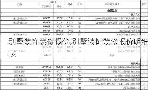 别墅装饰装修报价,别墅装饰装修报价明细表