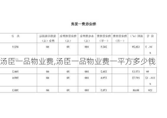 汤臣一品物业费,汤臣一品物业费一平方多少钱