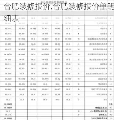 合肥装修报价,合肥装修报价单明细表