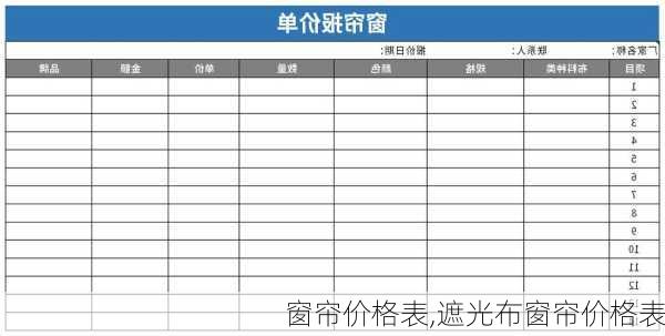 窗帘价格表,遮光布窗帘价格表