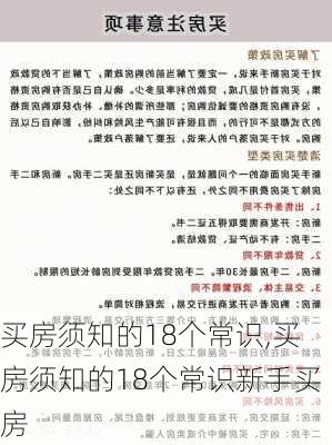 买房须知的18个常识,买房须知的18个常识新手买房