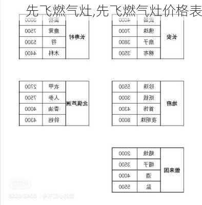 先飞燃气灶,先飞燃气灶价格表