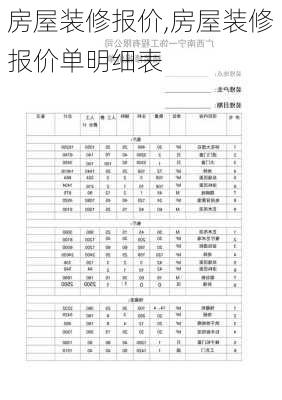 房屋装修报价,房屋装修报价单明细表