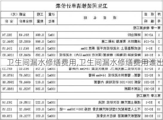 卫生间漏水修缮费用,卫生间漏水修缮费用谁出